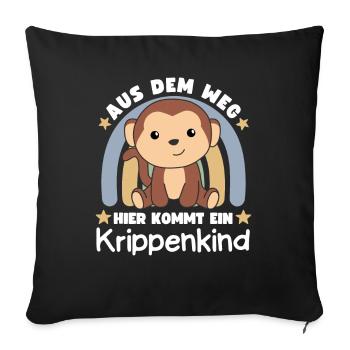 Out of the way here comes a crib monkey - Sofa pillowcase 17,3'' x 17,3'' (45 x 45 cm) - black - Front