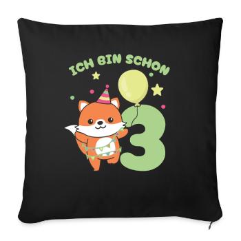 J’ai déjà 3 enfants d’anniversaire de renards - Housse de coussin décorative 45 x 45 cm - noir - Devant