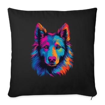 Watercolor Colorful Belgian Sheepdog - Sofa pillowcase 17,3'' x 17,3'' (45 x 45 cm) - black - Front