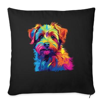 Watercolor Colorful Norfolk Terrier - Sofa pillowcase 17,3'' x 17,3'' (45 x 45 cm) - black - Front