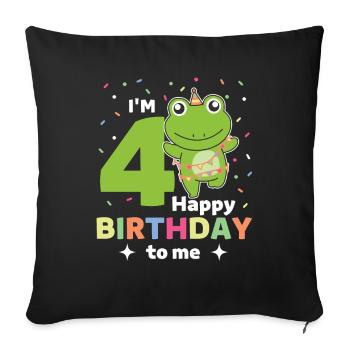 Frog for 4th birthday children four years old - Sofa pillowcase 17,3'' x 17,3'' (45 x 45 cm) - black - Front