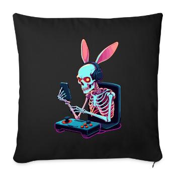 Osterhase Gamer und Gaming Streetwear Design - Sofakissenbezug 45 x 45 cm - Schwarz - Vorne