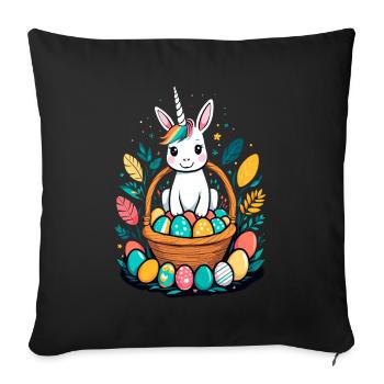 Lustiges Einhorn Osterhase Süßes Ostereinhorn - Sofakissenbezug 45 x 45 cm - Schwarz - Vorne