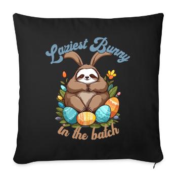 Drôle de dicton paresseux lapin de Pâques emblématique - Housse de coussin décorative 45 x 45 cm - noir - Devant