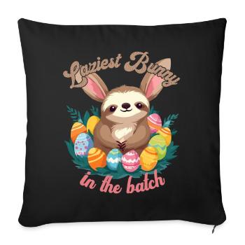 Drôle de dicton paresseux lapin de Pâques douce Pâques - Housse de coussin décorative 45 x 45 cm - noir - Devant