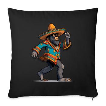 Mexicain Bigfoot Sasquatch Sombrero - Housse de coussin décorative 45 x 45 cm - noir - Devant