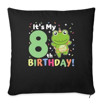 Frog for 8th birthday children eight years old - Sofa pillowcase 17,3'' x 17,3'' (45 x 45 cm) - black - Front