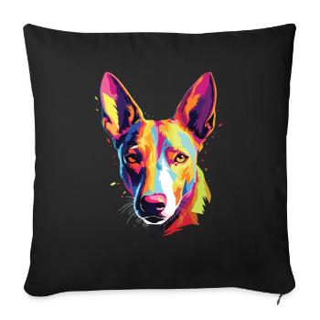 Wasserfarben Farbenfroher Basenji - Sofakissenbezug 45 x 45 cm - Schwarz - Vorne