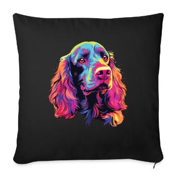 Watercolor Colorful American Water Spaniel - Sofa pillowcase 17,3'' x 17,3'' (45 x 45 cm) - black - Front
