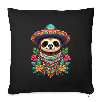 Paresseux Sugar Skull Mexique Design esthétique - Housse de coussin décorative 45 x 45 cm - noir - Devant