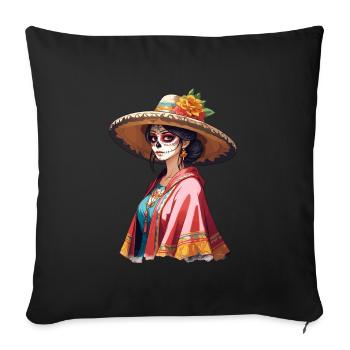 Iconic Sugar Skull Mexico Skull Streetwear - Sofa pillowcase 17,3'' x 17,3'' (45 x 45 cm) - black - Front
