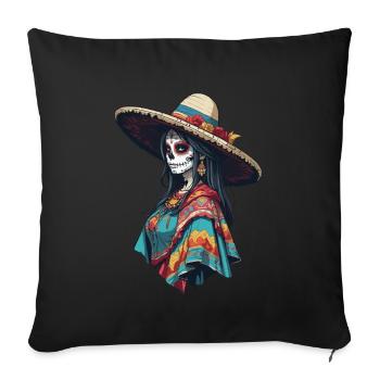 Ikonischer Zuckerschädel Mexiko Skull Streetwear - Sofakissenbezug 45 x 45 cm - Schwarz - Vorne