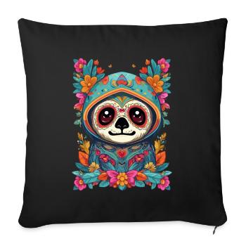 Paresseux emblématique Sugar Skull Mexique - Housse de coussin décorative 45 x 45 cm - noir - Devant