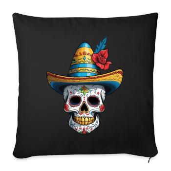 Ikonischer Zuckerschädel Mexiko Streetwear - Sofakissenbezug 45 x 45 cm - Schwarz - Vorne
