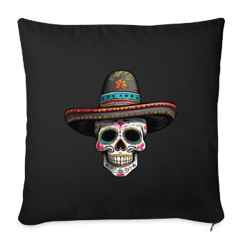 Fête mexicaine emblématique de Sugar Skull - Housse de coussin décorative 45 x 45 cm - noir - Devant