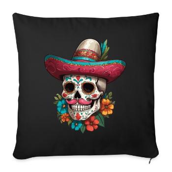 Iconique Sugar Skull Mexico Streetwear - Housse de coussin décorative 45 x 45 cm - noir - Devant