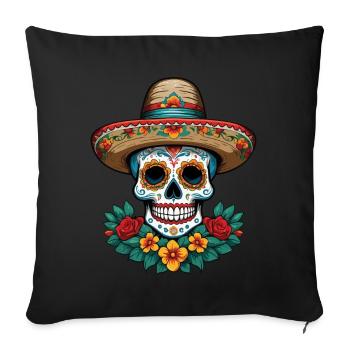 Iconic Sugar Skull Mexico Skull Streetwear - Sofa pillowcase 17,3'' x 17,3'' (45 x 45 cm) - black - Front