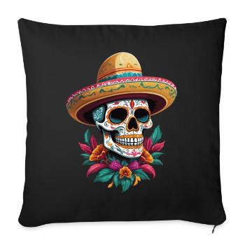 Ikonischer Zuckerschädel Mexiko Streetwear - Sofakissenbezug 45 x 45 cm - Schwarz - Vorne