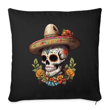 Iconique Sugar Skull Mexico Streetwear - Housse de coussin décorative 45 x 45 cm - noir - Devant