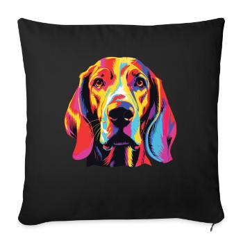 Aquarelle colorée American Foxhound - Housse de coussin décorative 45 x 45 cm - noir - Devant