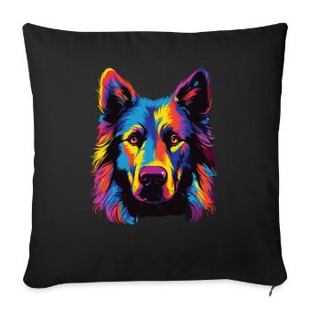 Watercolor Colorful Belgian Sheepdog - Sofa pillowcase 17,3'' x 17,3'' (45 x 45 cm) - black - Front