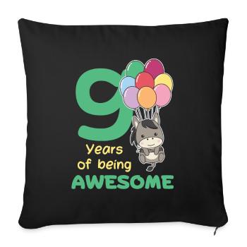Âne pour les enfants de 9 ans de neuf ans - Housse de coussin décorative 45 x 45 cm - noir - Devant