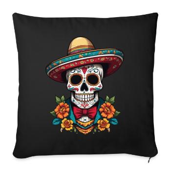 Iconic Sugar Skull Mexican Streetwear - Sofa pillowcase 17,3'' x 17,3'' (45 x 45 cm) - black - Front