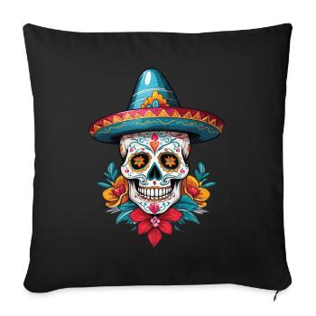 Fête mexicaine emblématique de Sugar Skull - Housse de coussin décorative 45 x 45 cm - noir - Devant