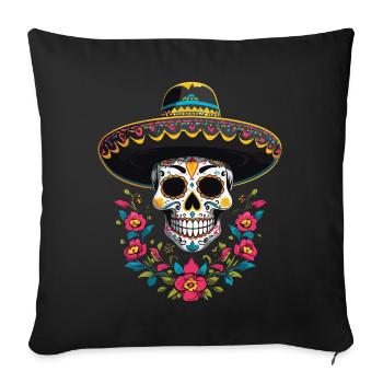 Iconique Sugar Skull Mexico Streetwear - Housse de coussin décorative 45 x 45 cm - noir - Devant