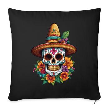 Iconic Sugar Skull Mexico Skull Streetwear - Sofa pillowcase 17,3'' x 17,3'' (45 x 45 cm) - black - Front