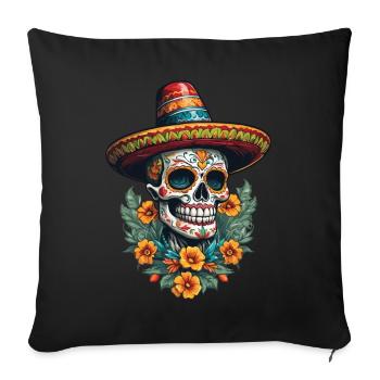 Ikonischer Zuckerschädel Mexiko Streetwear - Sofakissenbezug 45 x 45 cm - Schwarz - Vorne