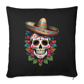 Design streetwear emblématique de Sugar Skull Mexico - Housse de coussin décorative 45 x 45 cm - noir - Devant