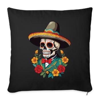 Ikonischer Zuckerschädel Mexiko Skull Streetwear - Sofakissenbezug 45 x 45 cm - Schwarz - Vorne