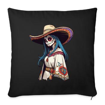 Iconic Sugar Skull Mexico Skull Streetwear - Sofa pillowcase 17,3'' x 17,3'' (45 x 45 cm) - black - Front