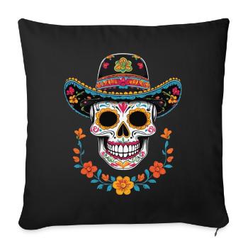 Iconic Sugar Skull Mexican Streetwear - Sofa pillowcase 17,3'' x 17,3'' (45 x 45 cm) - black - Front