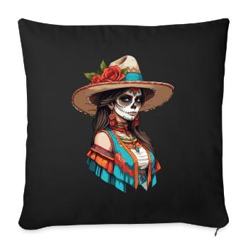 Iconic Sugar Skull Mexico Skull Streetwear - Sofa pillowcase 17,3'' x 17,3'' (45 x 45 cm) - black - Front