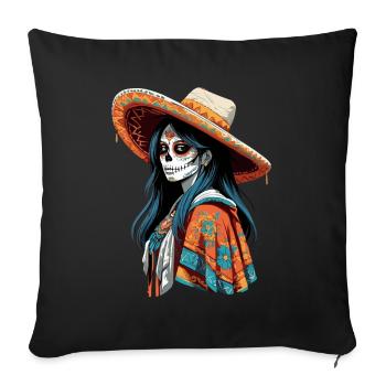 Ikonischer Zuckerschädel Mexiko Streetwear - Sofakissenbezug 45 x 45 cm - Schwarz - Vorne