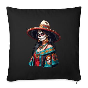 Iconic Sugar Skull Mexico Skull Streetwear - Sofa pillowcase 17,3'' x 17,3'' (45 x 45 cm) - black - Front