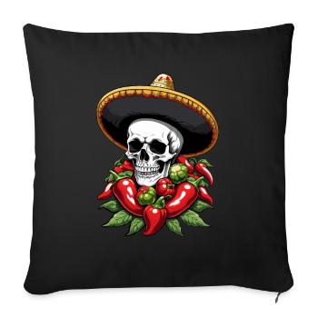 Esthétique Chili Skull Design Style mexicain - Housse de coussin décorative 45 x 45 cm - noir - Devant