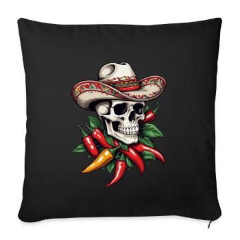 Esthétique Chili Skull Design Style mexicain - Housse de coussin décorative 45 x 45 cm - noir - Devant