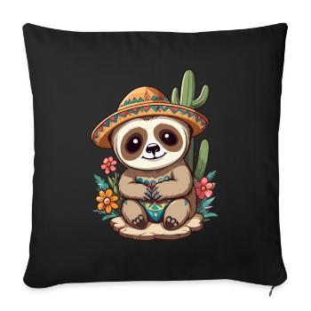 Paresseux emblématique Sugar Skull Mexique - Housse de coussin décorative 45 x 45 cm - noir - Devant