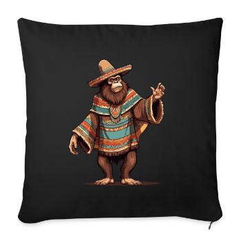 Mexican Bigfoot Sasquatch With Sombrero - Sofa pillowcase 17,3'' x 17,3'' (45 x 45 cm) - black - Front