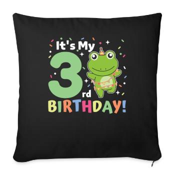 Frog for 3rd birthday children three years old - Sofa pillowcase 17,3'' x 17,3'' (45 x 45 cm) - black - Front