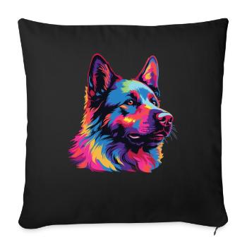 Aquarelle colorée norvégien Elkhound - Housse de coussin décorative 45 x 45 cm - noir - Devant