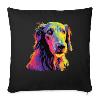 Watercolor Colorful Scottish Deerhound - Sofa pillowcase 17,3'' x 17,3'' (45 x 45 cm) - black - Front