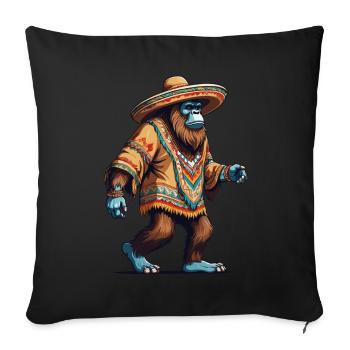 Mexican Bigfoot Sasquatch Sombrero - Sofa pillowcase 17,3'' x 17,3'' (45 x 45 cm) - black - Front