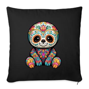 Paresseux Mexique Sugar Skull Dia De Muertos - Housse de coussin décorative 45 x 45 cm - noir - Devant