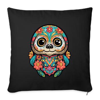 Sloth Mexico Sugar Skull Skull Streetwear - Sofa pillowcase 17,3'' x 17,3'' (45 x 45 cm) - black - Front