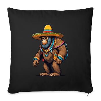 Mexican Bigfoot Sasquatch Sombrero - Sofa pillowcase 17,3'' x 17,3'' (45 x 45 cm) - black - Front