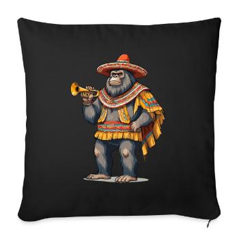 Sasquatch Bigfoot mexicain avec sombrero - Housse de coussin décorative 45 x 45 cm - noir - Devant